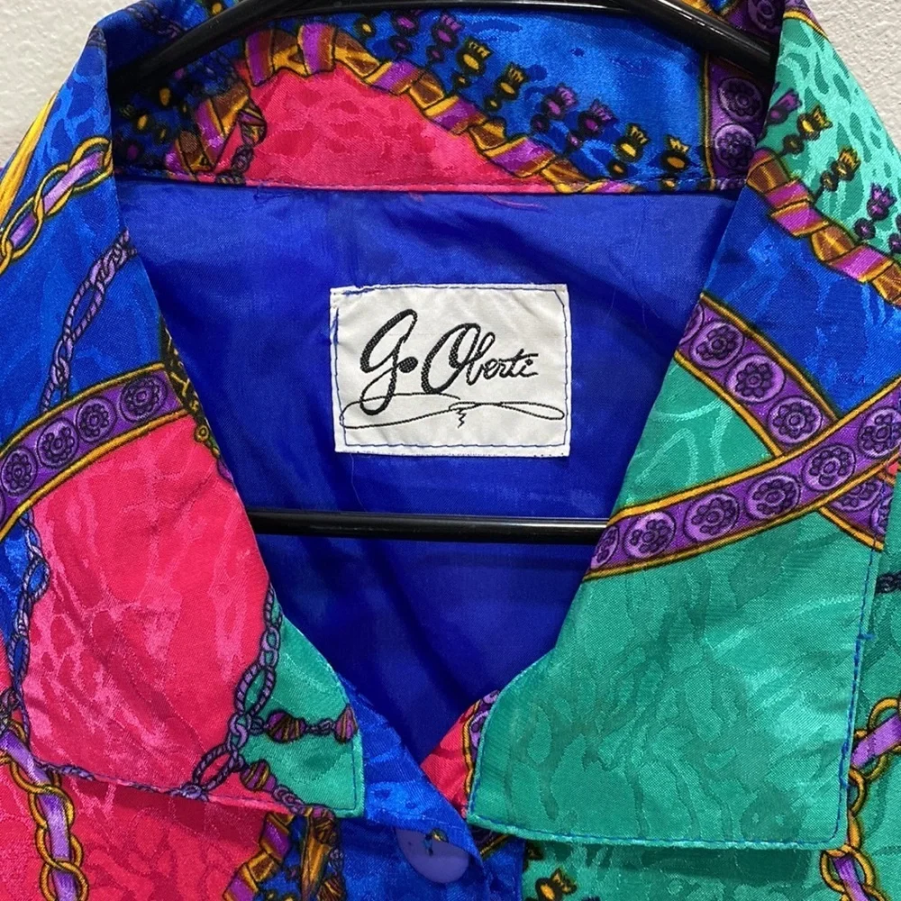 G. Oberti colorful 70s satin jacket chains and ribbons‎ eclectic crazy weird